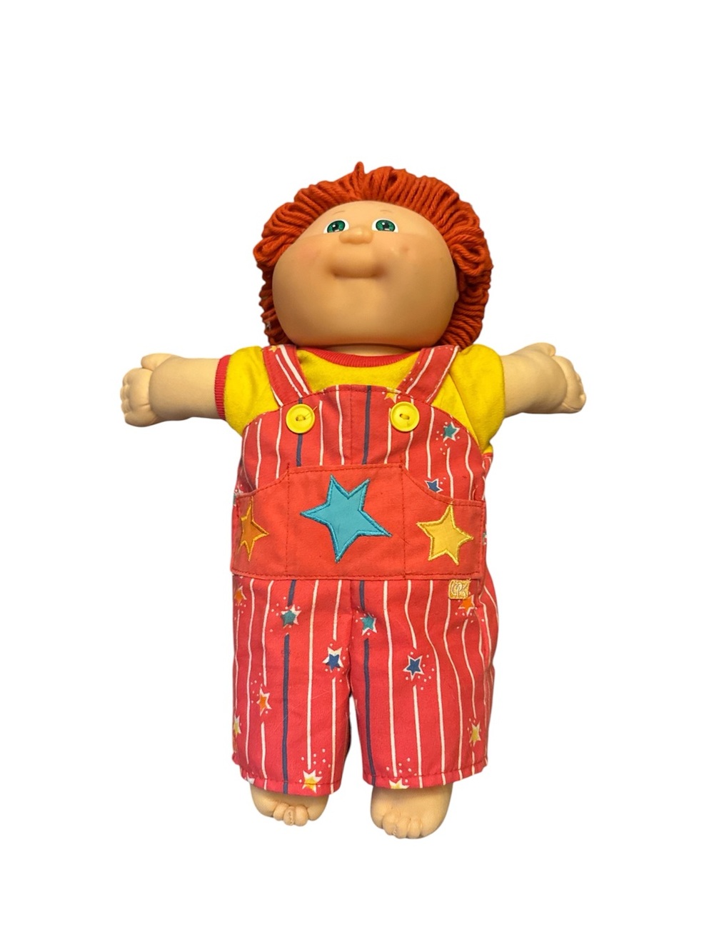 1980’s vintage Cabbage Patch Doll Red-Striped Star Overalls - Yellow Shirt